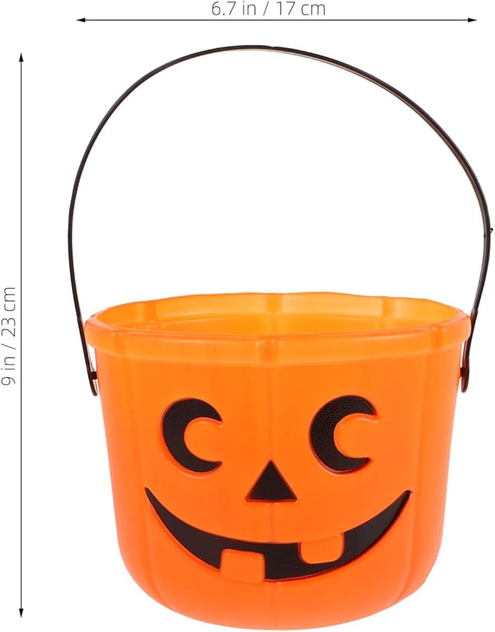 Halloween Pumpkin Candy Basket with Handle 2Pcs Orange Trick or Treat Bucket for Kids Party - Image 2